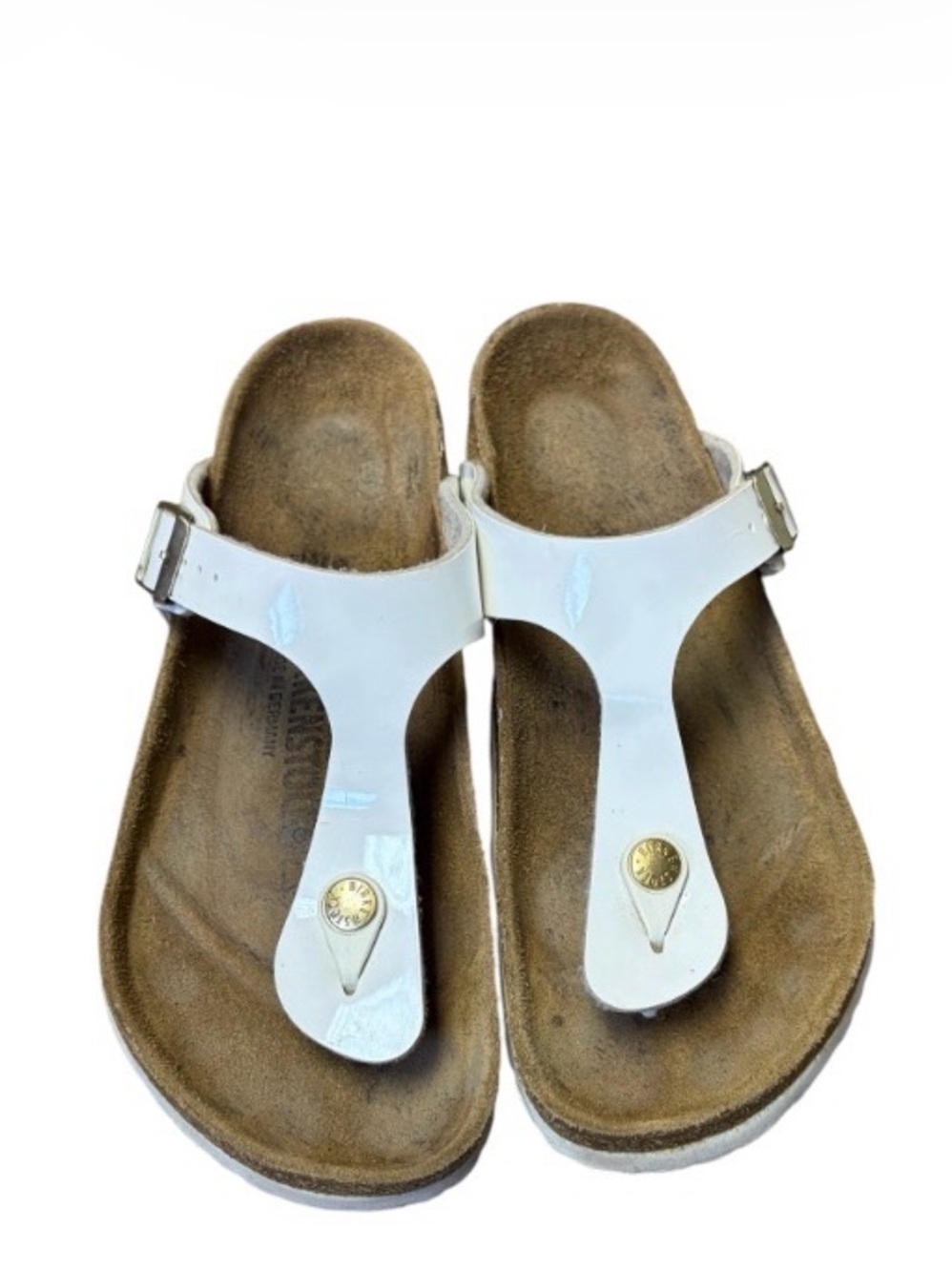 Birkenstock Gizeh Thong Sandal White Patent Leather Women's Size 7 38 - Picture 2 of 11